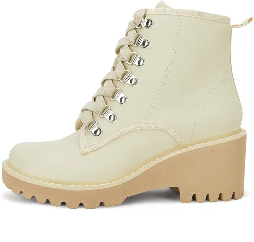 Miniatura 2 de Coutgo Botas de combate con suela de lengüeta para mujer botas de combate con cordones plataforma de tacón grueso con cremallera para senderismo