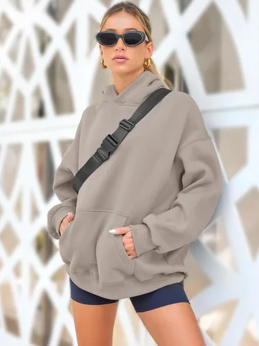 Miniatura 58 de AUTOMET Sudaderas de gran tamaño con capucha de forro polar para mujer, camisas de manga larga, sudaderas con bolsillo para otoño 2025