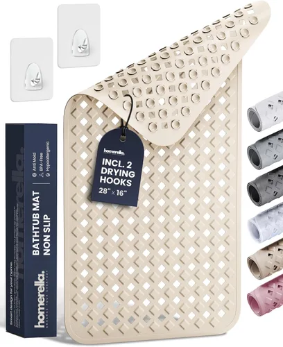 Miniatura 20 de Homerella® Alfombrilla de Bañera Antideslizante 35x16, Incl. Ganchos para Secar, Extra Larga, 100% Libre de BPA, Alfombrilla de Ducha Antideslizante