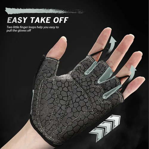 Miniatura 3 de Guantes de bicicleta para hombres y mujeres con almohadilla antideslizante que absorbe los golpes, guantes de ciclismo ligeros de medio dedo