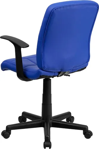Miniatura 5 de Flash Furniture - Silla giratoria de respaldo medio de vinilo, acolchada, color negro Azul