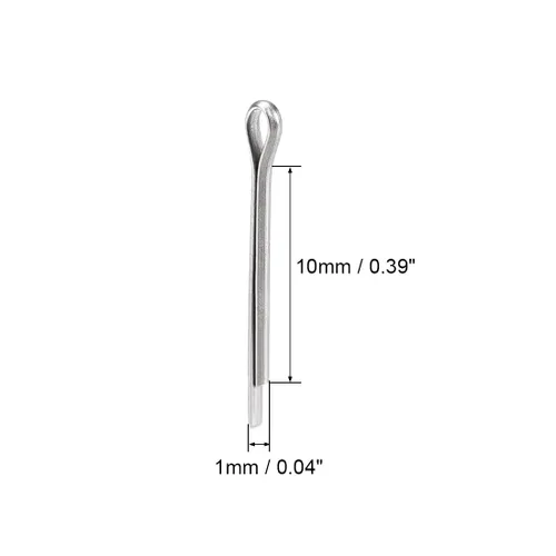 Miniatura 2 de uxcell Pasador de chaveta dividido, 0.039 in x 0.394 in, acero inoxidable 304, 2 puntas, llave de clip de sujeción en tono plateado, 30