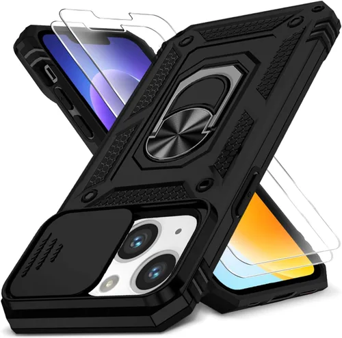 Miniatura 72 de Funda HakkTaoo para iPhone 13/iPhone 14 de 6.1 Pulgadas con Funda Deslizante para Cámara + Protector de Pantalla (2 Paquetes), Funda Protectora a