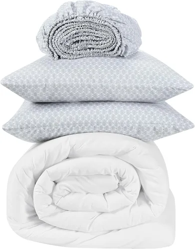 Miniatura 3 de SERTA Simply Clean - Cama plisada ligera de 5 piezas en una bolsa para todas las estaciones, tamaño individual/individual XL, azul celeste