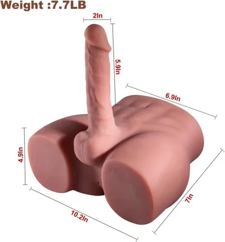 Miniatura 2 de Muñeca sexual masculina marrón con consolador flexible, consolador grueso realista para mujeres, hombres, parejas homosexuales, 10.2 x 7.1 pulgadas