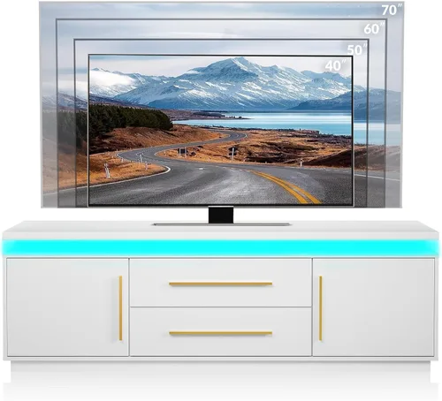 Miniatura 6 de BELLEZE Soporte de TV de 67" para TV de hasta 75", Centro de Entretenimiento Moderno con Luces LED que Cambian al Ritmo de la Música, Mesa Consola