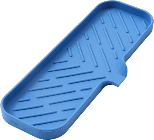 Miniatura 48 de MicoYang Jaboneras de baño de silicona con boquilla de drenaje, organizador de fregadero de cocina, soporte de esponja, bandeja de jabón para Azul