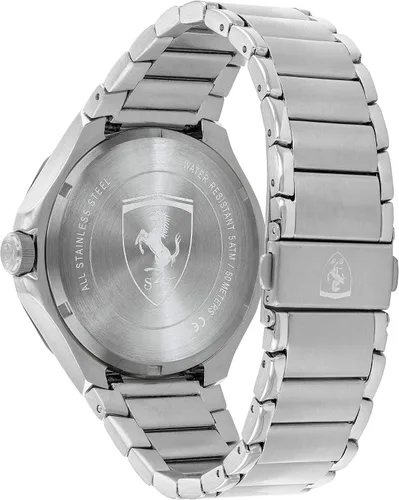 Miniatura 3 de Ferrari Scuderia Pista Reloj casual de cuarzo para hombre, acero inoxidable y pulsera, color plateado y negro (Modelo 0830762), Plateado y negro
