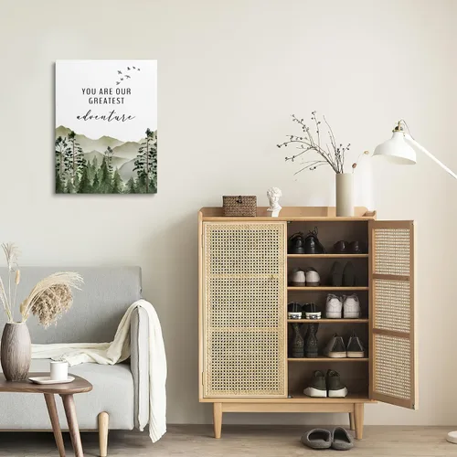 Miniatura 3 de XWELLDAN You are Our Greatest Adventure Woodland Nursery - Lienzo decorativo para pared, diseño de acuarela de bosque y montaña, decoración de pared