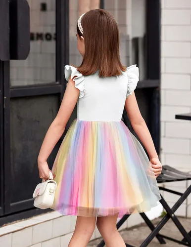 Miniatura 3 de Arshiner Vestido tutú para niñas pequeñas, vestidos de verano esponjosos, vestidos casuales de fiesta de tul para niños de 2 a 6 años