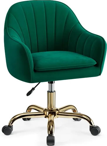 Miniatura 12 de Silla de tocador con ruedas, cómodas sillas de escritorio de oficina en casa, sillas de tocador de terciopelo modernas ajustables para dormitorio