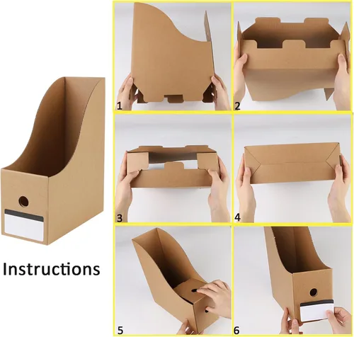 Miniatura 3 de Paquete de 35 organizadores de cartón para archivos, revistas, caja de almacenamiento plegable para revistas, estante de documentos, organizador