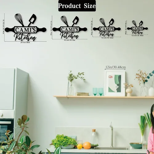 Miniatura 5 de Letrero de metal personalizado con nombre personalizado para cocinero de restaurante, letreros de monograma para cocina casera, regalo
