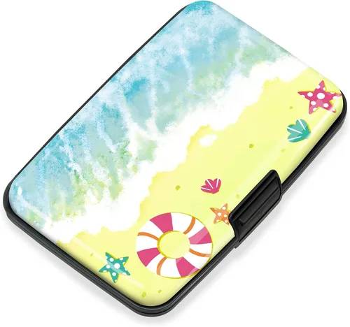 Miniatura 39 de Mayski Soporte para tarjetas de crédito, bloqueo RFID, funda rígida de aleación de aluminio, pequeña cartera de metal para mujeres y hombres