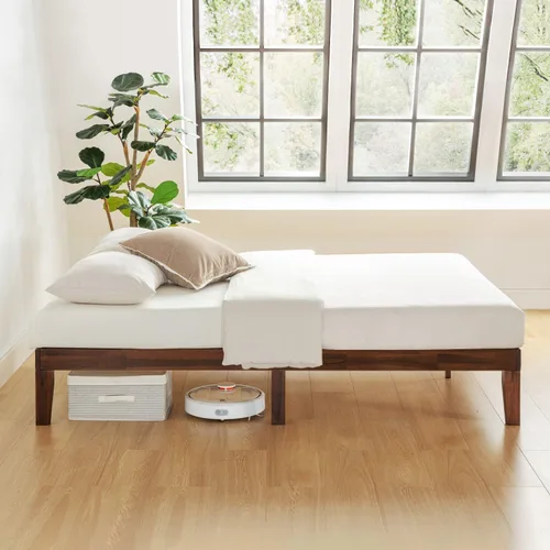 Miniatura 7 de Mellow Naturalista Classic - Cama de plataforma de madera maciza de 12 pulgadas con listones de madera, no necesita somier, fácil montaje