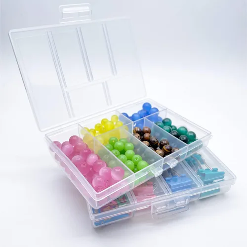 Miniatura 7 de TeTeBak Caja Organizadora de Plástico con Divisores - 2 PCS Contenedores de Plástico Pequeños con Compartimentos, Caja de Almacenamiento de 6