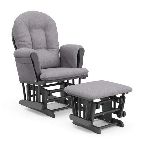 Miniatura 17 de Storkcraft Planeador de Aro Premium y Otomana (Chevron Blanco/Gris) — Planeador de Guardería con Certificado GREENGUARD Gold, Artesanía de Madera