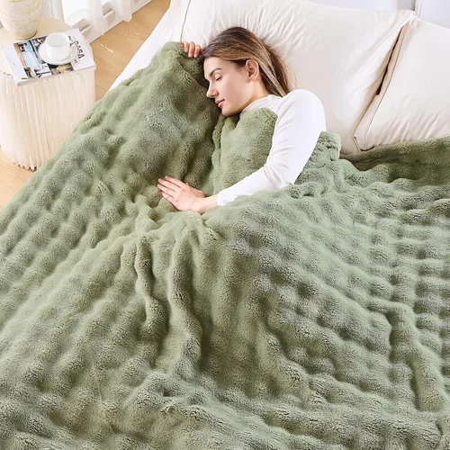 Miniatura 11 de NEWCOSPLAY Manta para Sofá Aqua Súper Suave de Franela Polar 3D Burbuja Ligera Manta de Cama para Uso en Todas las Estaciones (Aqua, Throw(50"x60"))