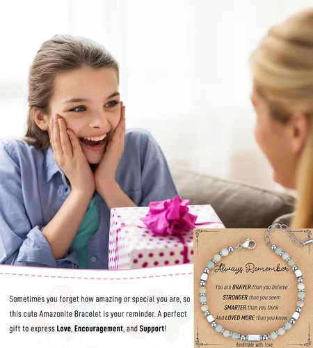 Miniatura 2 de AryaHozel Regalos de Navidad Calcetines Navideños para Adolescentes y Niños, Pequeñas Pulseras de Cuentas de Piedras Preciosas para Mujeres