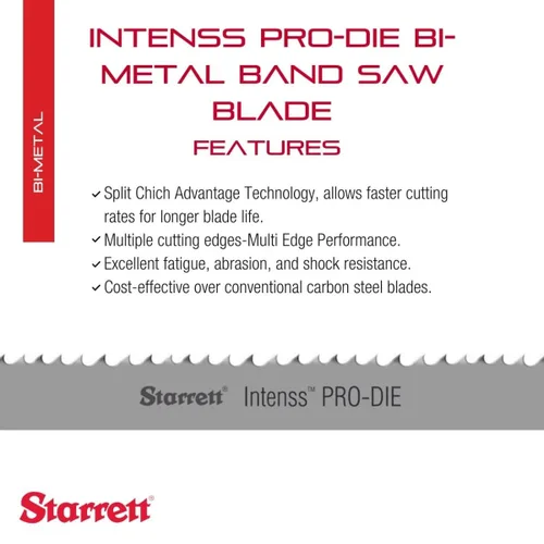 Miniatura 2 de Hoja para sierra de banda profesional Pro-Die de Starrett, Bi-Metal, diente Intenss, set curvo, corte neutral, 1