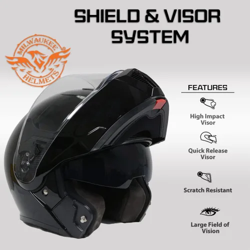 Miniatura 5 de Milwaukee Helmets Avanzados cascos modulares de motocicleta de cara completa para motorista con visera desplegable - XS