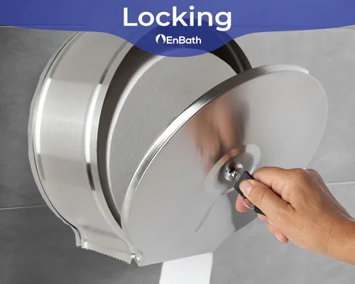 Miniatura 4 de EnBath - Dispensador de papel higiénico gigante para montaje en pared, acero inoxidable, acero inoxidable, dispensador de baño con bloqueo para Plata