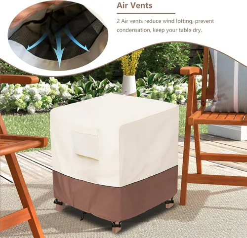 Miniatura 4 de okcool Funda para Mesa Auxiliar de Mimbre de Patio, Impermeable, Cuadrada, Funda para Mesa Auxiliar Pequeña de Patio, Adecuada para Mesa Auxiliar