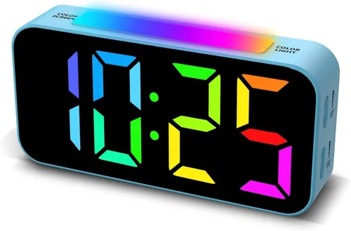 Miniatura 10 de Relojes despertadores fuertes Topski para dormitorios para personas que duermen pesadas, reloj de cabecera digital con luz nocturna, pantalla RGB