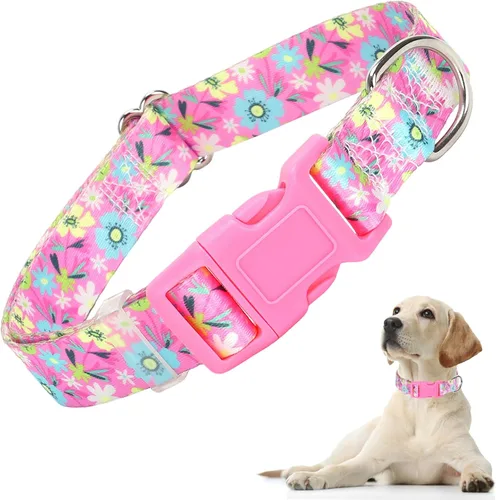 Miniatura 26 de Collares de Perro para Niñas con Patrones de Margaritas, Lindo Collar Rosa para Perras, Collares Ajustables Blandos y Duraderos para Perros XS 12