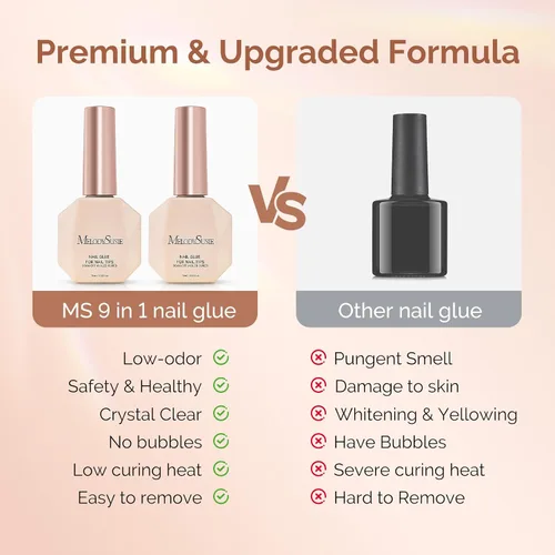 Miniatura 3 de MelodySusie Pegamento de uñas de gel 9 en 1 sin TPO para puntas de uñas postizas, 2 unidades de 0.5 fl oz de luz UV de larga duración requerida