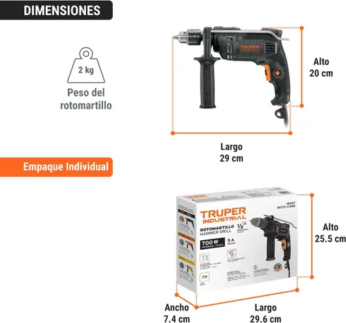 Miniatura 11 de Rotomartillo Industrial 1/2 '650 W