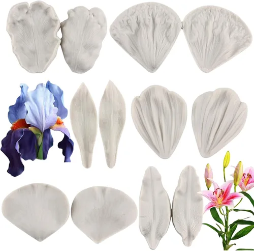 Miniatura 11 de Sijiangmold Molde de silicona para veteado de flores de goma para fondant, moldes de pasta de goma, molde de flores de peonía, moldes de orquídea