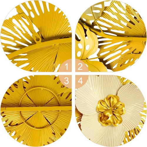 Miniatura 7 de Babyieia Decoración de pared de metal con hoja de ginkgo 3D para sala de estar, esculturas modernas de pared de metal, decoración de pared de metal