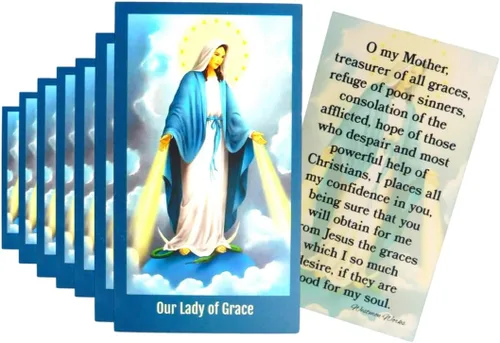 Westmon Works Our Lady of Grace Holy Card Pack - Cartera de cartulina gruesa tamaño católico oración hecha en Estados Unidos, juego de 10