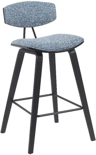 Miniatura 25 de Armen Living Fox - Taburete de bar moderno de mediados de siglo de piel sintética gris y madera negra de 25.5 pulgadas Piel sintética gris/negro