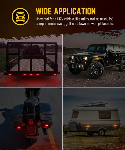 Miniatura 7 de Partsam 16 piezas de 8.6 cm de carcasa de aluminio rojo/ámbar LED luces de señalización lateral de despeje, luces marcadoras de montaje