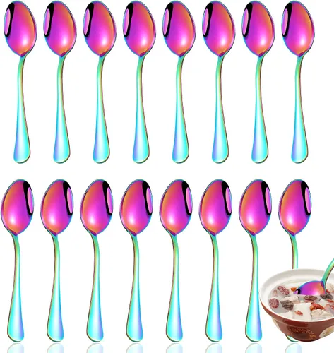 Miniatura 11 de Juego de cucharaditas, 6 cucharas de 6.7 pulgadas, cucharas de té de acero inoxidable 18/10 de grado alimenticio premium, cuchara de postre