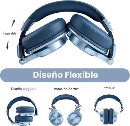 Miniatura 6 de OneOdio Auriculares Bluetooth A70 sobre la oreja, auriculares inalámbricos con tiempo de reproducción de 72 horas, alta resolución, conector de Azul