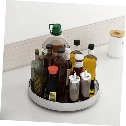 Miniatura 6 de Estante de almacenamiento giratorio de acero inoxidable Organizador de plato giratorio de cocina 1 pieza Bandeja de almacenamiento de especias Caja