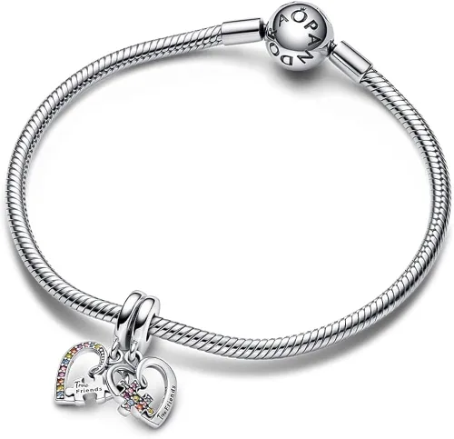 Miniatura 4 de PANDORA 792239C01 - Rompecabezas de corazones dividibles, Gema, Circonita cúbica