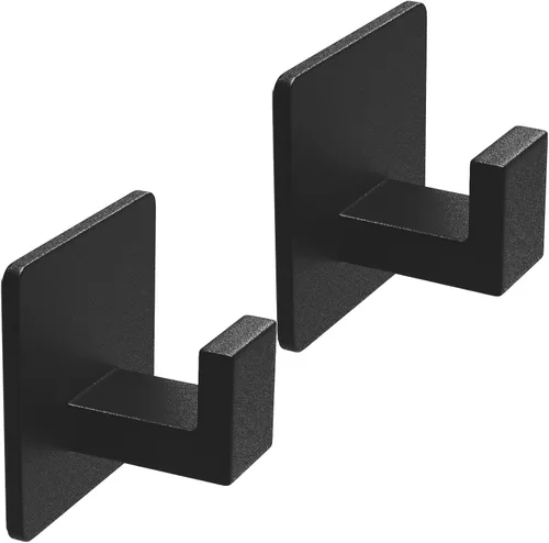 VAEHOLD Ganchos adhesivos para toallas, ganchos de pared de servicio pesado de aluminio negros para colgar abrigo, sombrero, toallas, batas, ropa,