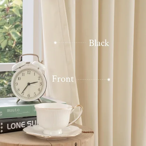 Miniatura 5 de LAMIT - Paneles de terciopelo beige para sala de estar de 72 pulgadas de largo, elegantes cortinas aisladas térmicamente e insonorizadas