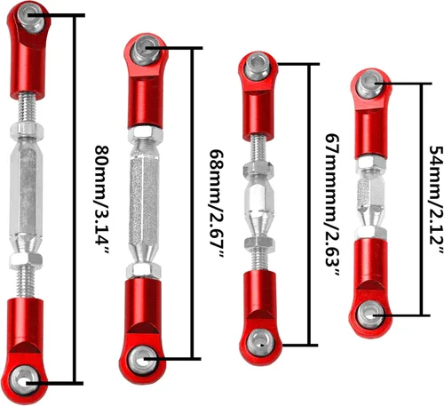 Miniatura 6 de Tensores de metal para varilla, enlaces de dirección, varillas de acoplamiento compatibles con Arrma Granite 4X4 Senton 4X4 Mega550 1/10 RC Car Rojo