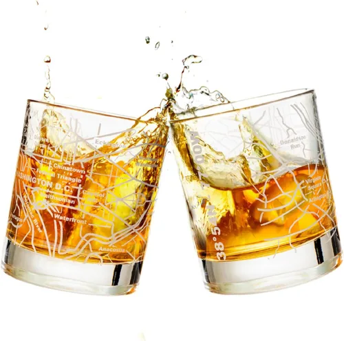 Greenline Goods - Vasos de whisky, juego de regalo de 2 vasos de 284ml para amantes de Washington, DC, grabado con mapa de Washington, DC | Vaso de