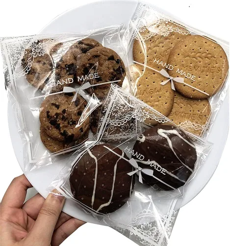 Miniatura 5 de 200 bolsas de celofán transparentes con lazo de encaje, bolsa de celofán, bolsa de regalo de fiesta para panadería, dulces, galletas A Hecho a mano