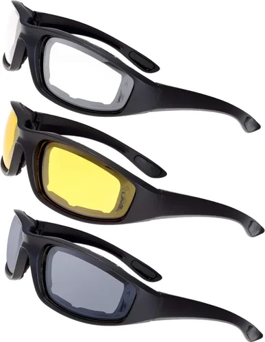 Miniatura 24 de Gafas de Motocicleta con Marco Acolchado y Lentes que Bloquean 100% UVB/UVB para Actividades al Aire Libre y Deportes 5-negro mate
