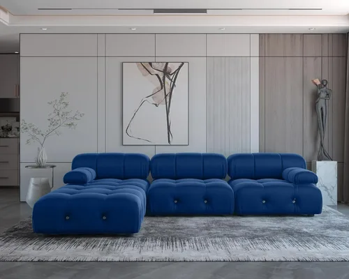 Miniatura 14 de JACH Sofá modular convertible de 104 pulgadas, sofás minimalistas de terciopelo de mediados de siglo, sofá ancho de 3 asientos moderno de lujo