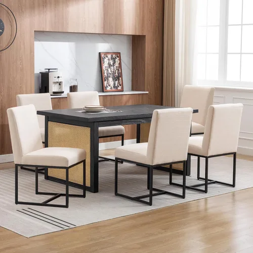 Miniatura 25 de BESTANO Sillas De Comedor - Juego de 2 sillas de comedor modernas negras tapizadas de piel sintética para cocina y comedor con marco de metal negro