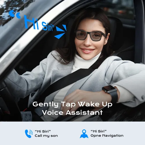 Miniatura 8 de Lentes inteligentes para mujeres y hombres, gafas Bluetooth con lentes fotocrómicas, micrófono y altavoces integrados, lente de luz anti-azul