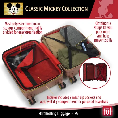 Miniatura 4 de FUL Disney Mickey Mouse - Maleta rígida con ruedas giratorias Oro Rosa Disney Mickey Mouse - Maleta rígida con ruedas giratorias